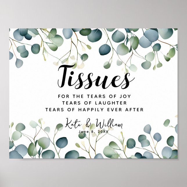 Botanical Eucalyptus Leaves Tissues happy tears Poster (Front)