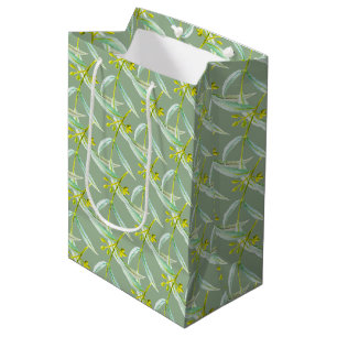 Botanical eucalyptus leaves watercolor flower art medium gift bag