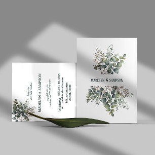 Botanical Eucalyptus Leaves Wedding Invitation