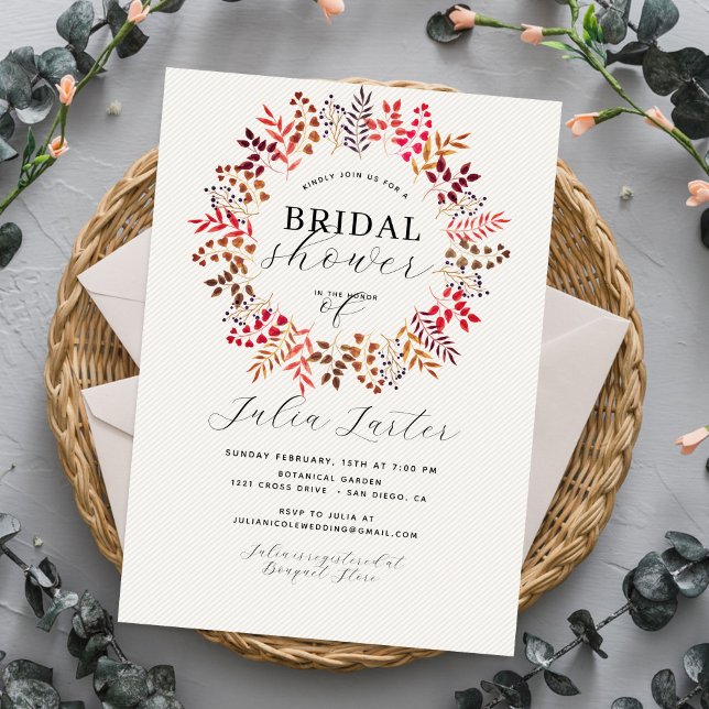 Botanical Eucalyptus Leaves Wreath Bridal Shower Invitation (Creator Uploaded)