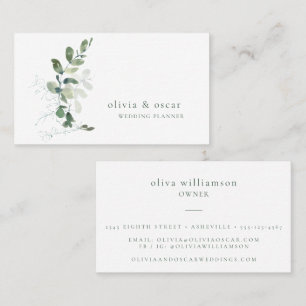 Botanical Eucalyptus Minimalist Wedding Planner  Business Card