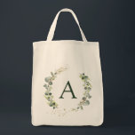 Botanical Eucalyptus Monogram Greenery Wedding Tote Bag<br><div class="desc">Eucalyptus Greenery Succulent Botanical Watercolor Spring Wedding Monogram Tote Bags on canvas background - includes beautiful and elegant script typography with modern botanical leaves and greenery for the special Wedding, Bridal Shower, Baby Shower, Bachelorette Party, Sweet 16, 16th, 18th, 21st, 30th, 40th, 50th, 60th, 70th, 80th, 90th, 100th birthday celebration....</div>