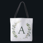 Botanical Eucalyptus Monogram Greenery Wedding Tote Bag<br><div class="desc">Eucalyptus Greenery Succulent Botanical Watercolor Spring Wedding Monogram Tote Bags on canvas background - includes beautiful and elegant script typography with modern botanical leaves and greenery for the special Wedding, Bridal Shower, Baby Shower, Bachelorette Party, Sweet 16, 16th, 18th, 21st, 30th, 40th, 50th, 60th, 70th, 80th, 90th, 100th birthday celebration....</div>