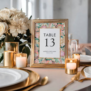 Botanical Eucalyptus Pampas Grass Proteas Wedding Table Number