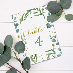 Botanical Eucalyptus Pattern Wedding Table Number