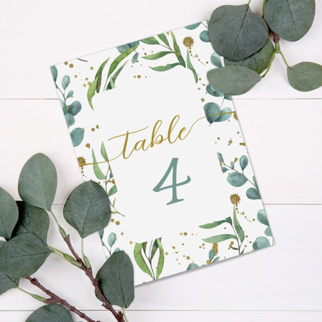 Botanical Eucalyptus Pattern Wedding Table Number (Creator Uploaded)