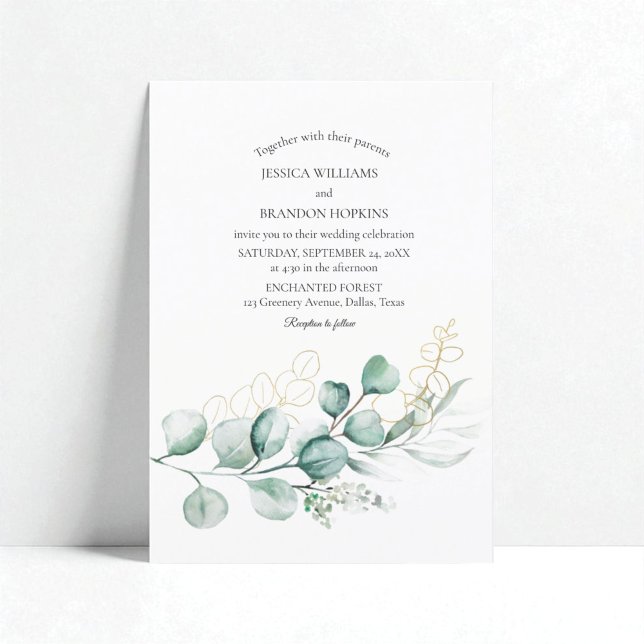 Botanical Eucalyptus Rustic Boho Greenery Wedding Invitation (Creator Uploaded)