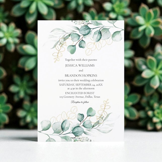 Botanical Eucalyptus Rustic Boho Greenery Wedding Invitation (Creator Uploaded)