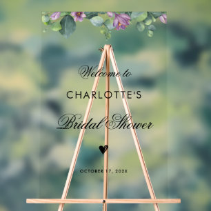 Botanical Eucalyptus Script Bridal Shower Acrylic Sign