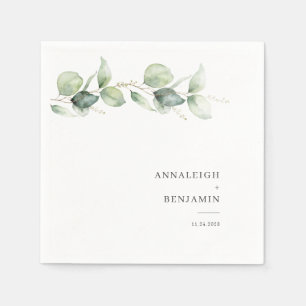 Botanical Eucalyptus Succulent Wedding Paper Napkin