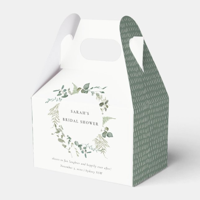 Botanical Eucalyptus Watercolor Bridal Shower Favour Box (Front Side)