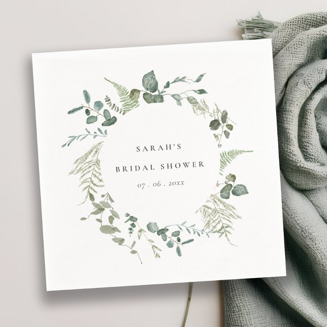 Botanical Eucalyptus Watercolor Bridal Shower Napkin (Creator Uploaded)