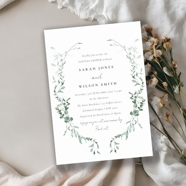 Botanical Eucalyptus Watercolor Couples Shower Invitation (Creator Uploaded)