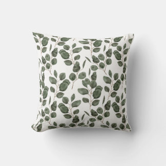 Botanical Eucalyptus Watercolor Cushion – Elegance