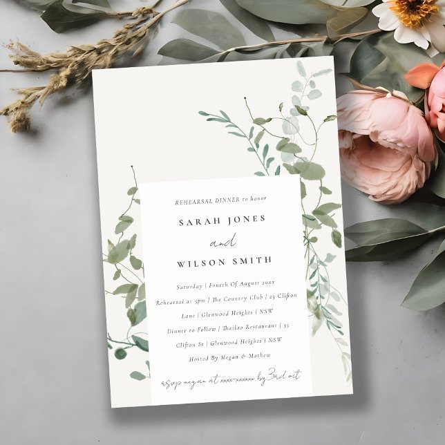 Botanical Eucalyptus Watercolor Rehearsal Dinner Invitation (Creator Uploaded)