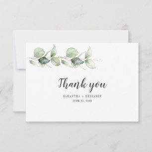Botanical Eucalyptus Watercolor Rustic Wedding Thank You Card