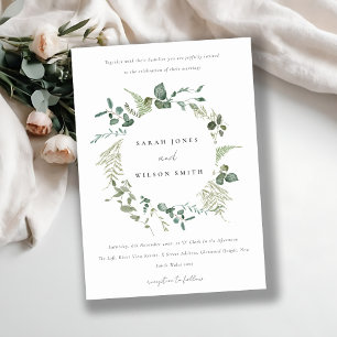 Botanical Eucalyptus Watercolor Wreath Wedding Invitation
