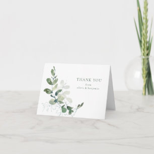 Botanical Eucalyptus Wedding Couple Names Folded Thank You Card