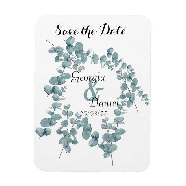 Botanical Eucalyptus Wedding Save the Date Magnet (Vertical)