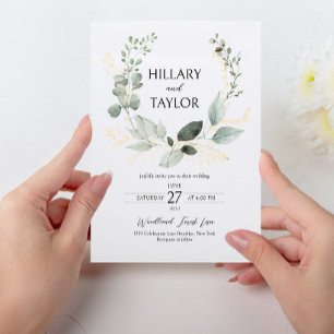 Botanical Eucalyptus Wreath Wedding Invitation