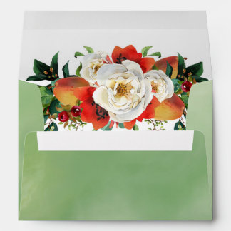 Botanical Fall Bouquet on a Green Watercolor Envelope