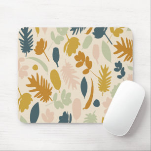 Botanical Fall Flowers and Leaves Pattern Mouse Pad