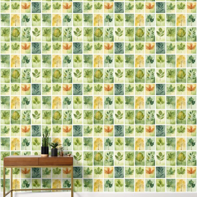 Botanical Fall Leaves Wallpaper (Hallway)