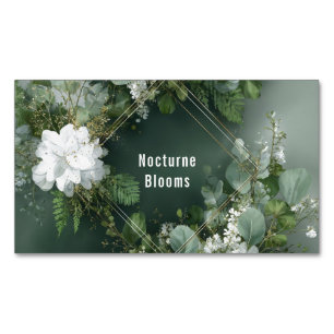 Botanical Fern Eucalyptus Diamond Gold Frame Magnetic Business Card