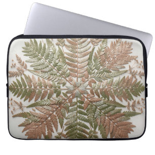 Botanical Fern Green Copper Pressed Leaves Laptop Sleeve