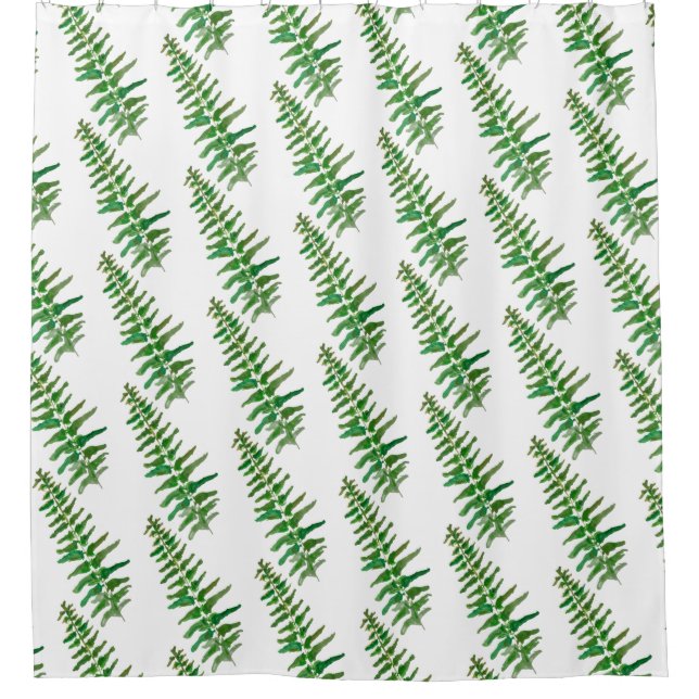 Botanical Fern Leaf Pattern Shower Curtain (Front)