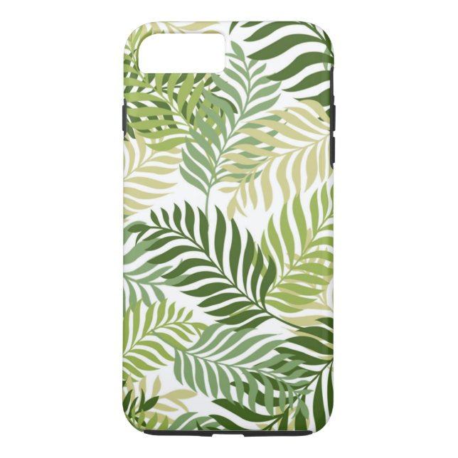 Botanical Fern Leaves Pattern on White Case-Mate iPhone Case (Back)