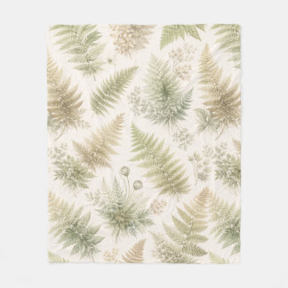 Botanical Fern Pattern Fleece Blanket