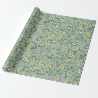 Botanical Floral Antique Pattern Green and Yellow Wrapping Paper