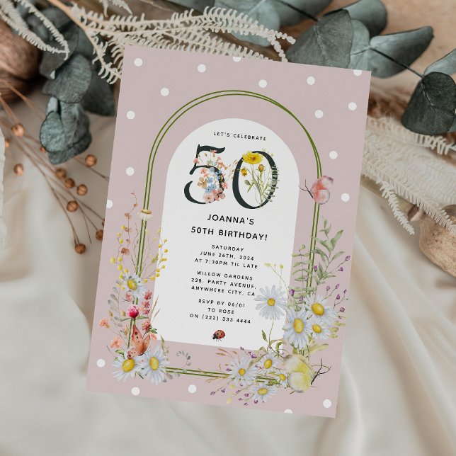 Botanical Floral Arch 50th Birthday Party Invitation (Creator Uploaded)