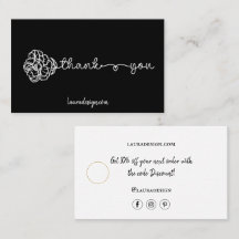 Botanical Floral Black Logo Minimal Thank You