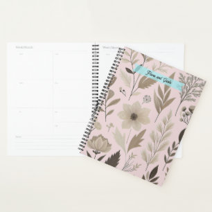 Botanical Floral Blush and Taupe  Planner