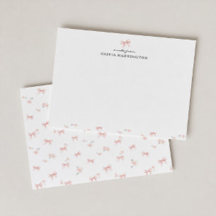 Botanical Floral Blush Pink Bow Watercolor Card