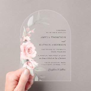 Botanical Floral Blush Wedding Acrylic Invitations