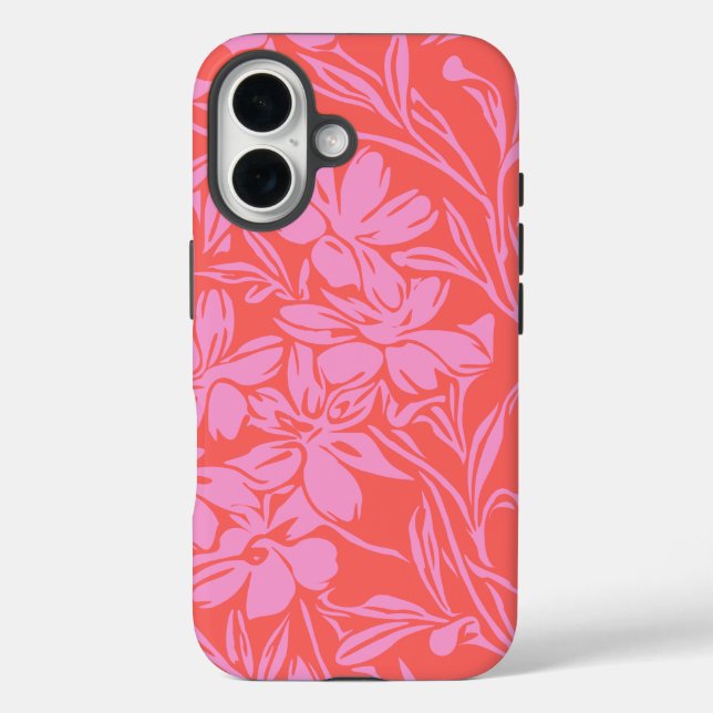 Botanical Floral Boho Art Design in Pink and Red Case-Mate iPhone Case (Back)