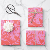 Botanical Floral Boho Art Design in Pink and Red