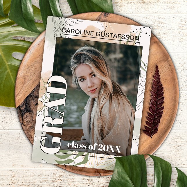 Botanical Floral Boho Graduation Announcement Postcard (Creator Uploaded)