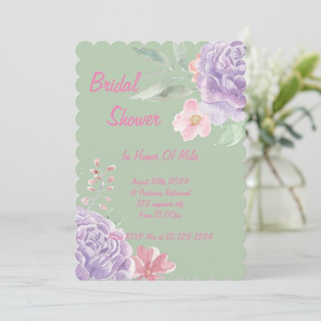 botanical floral bridal shower invitation (Standing Front)