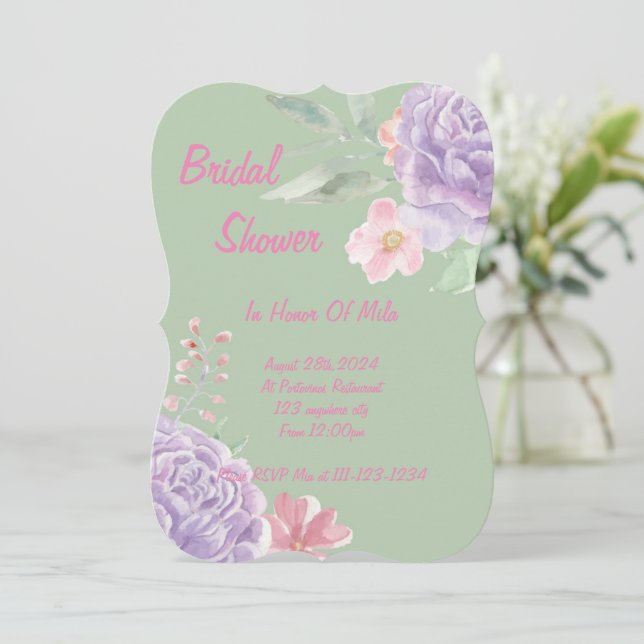 botanical floral bridal shower invitation (Standing Front)