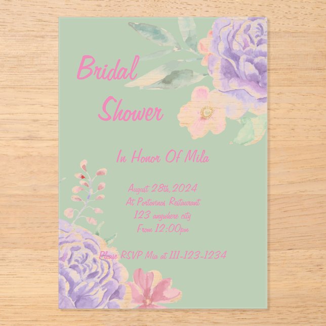 botanical floral bridal shower invitation (Front)