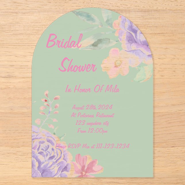 botanical floral bridal shower invitation (Front)