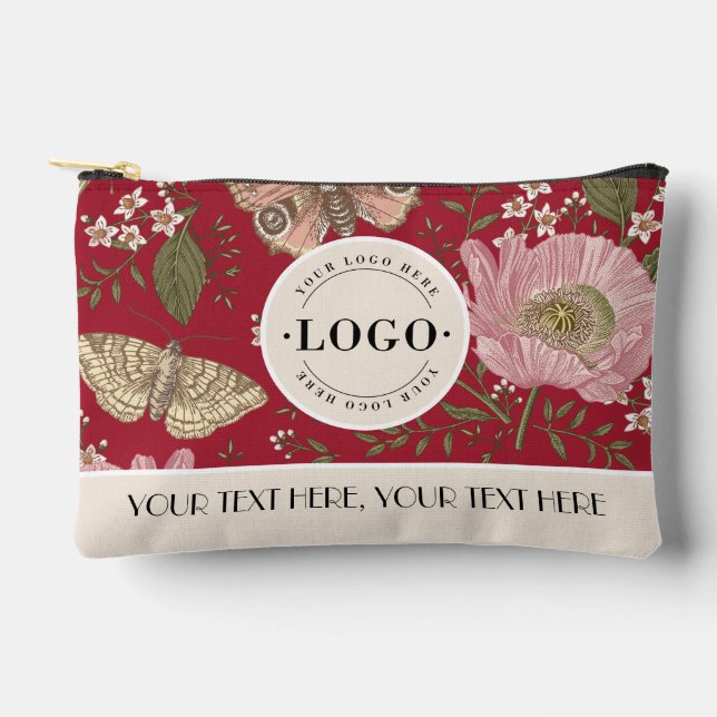 Botanical Floral Business Logo Company Corporate Accessory Pouch (Front)