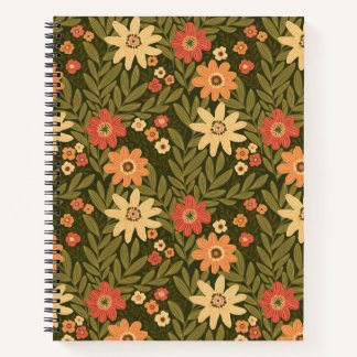 Botanical floral design in earth tones notebook