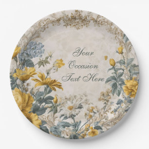 Botanical Floral Design Paper Plate