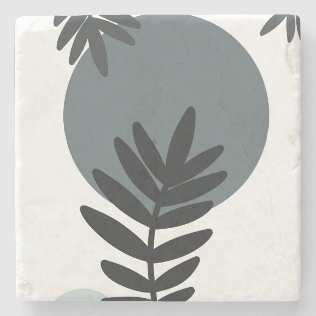 Botanical floral design  stone coaster (Front)