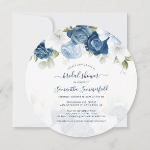 Botanical Floral Dusty Blue Greenery Bridal Shower Invitation